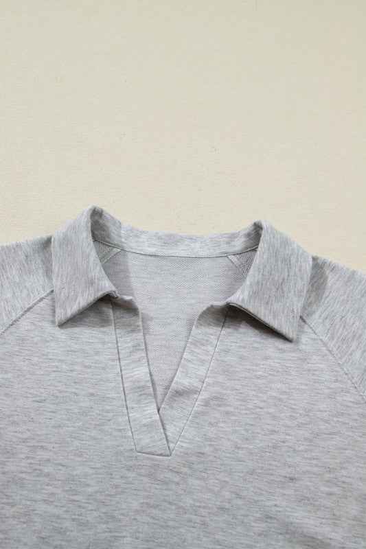 Collared V-Neck Tee & Drawstring Shorts Set