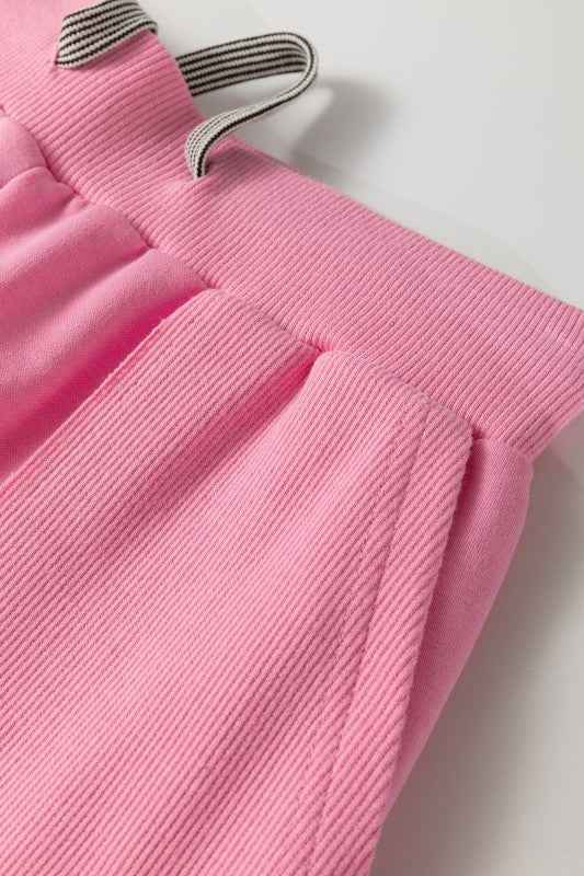 Solid V-Neck Tee & Drawstring Pants Set