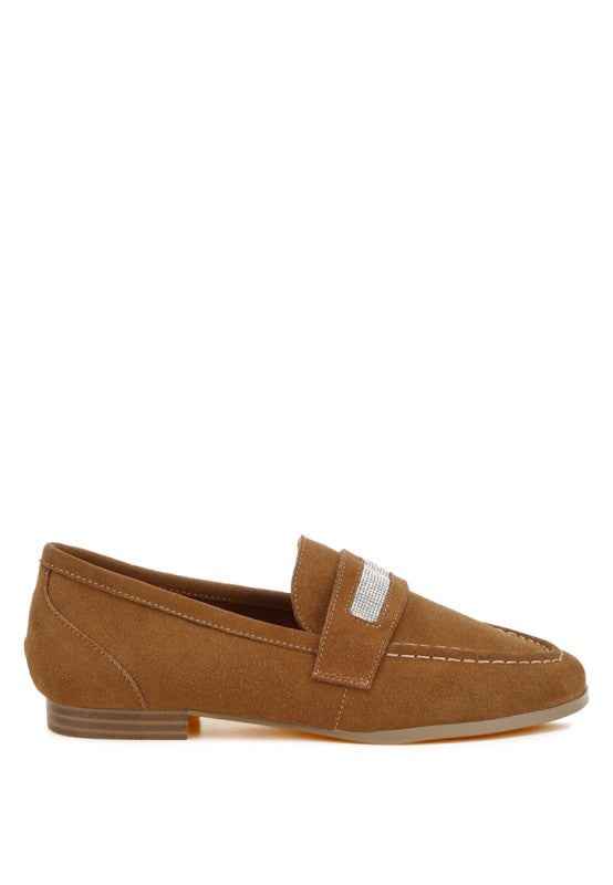 New Ode Rhinestone Penny Strap Loafers Loafers