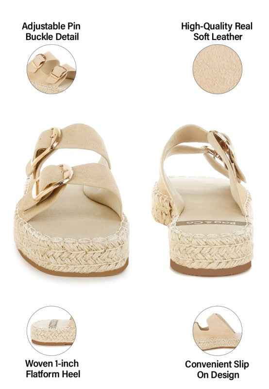 Kuopa Genuine Soft Leather Espadrille Flatform