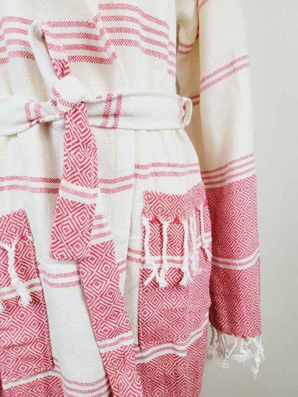 Unisex Robe, Beach or spa Robe with pockets - Red