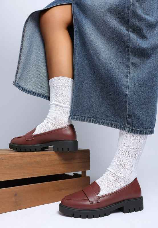 Peridot Faux Leather Chunky Loafers