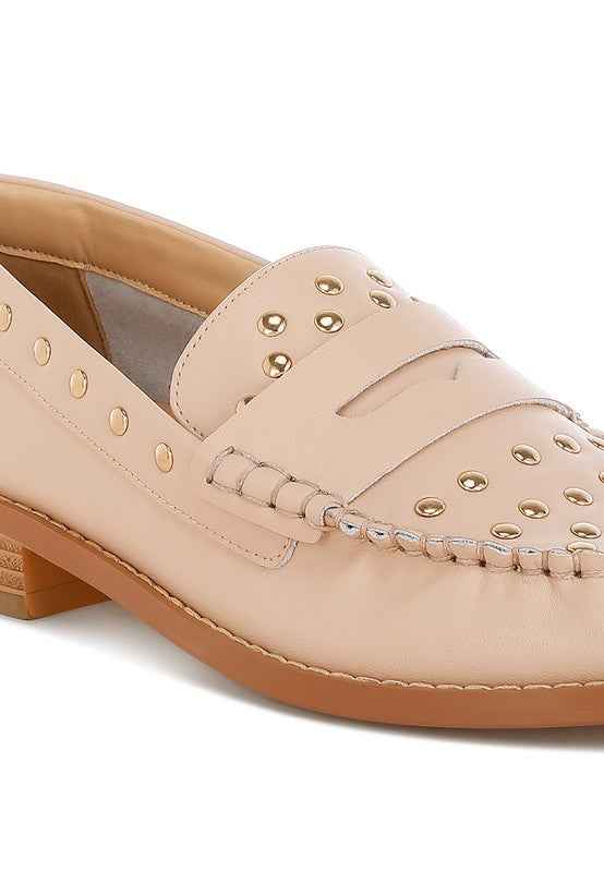 Oglavia Studs Embellished Leather Loafers
