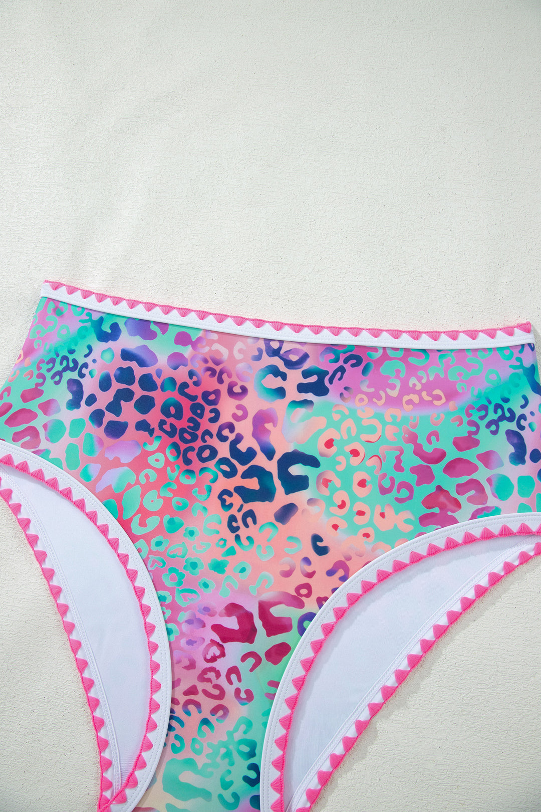Pink Leopard Ricrac Trim Square Neck High Waist Bikinich Dear-Lover Dropshipping