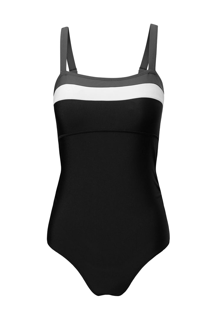 Black Color Block Detail Adjustable Straps One Piece Swimsuit Dear-Lover Dropshipping