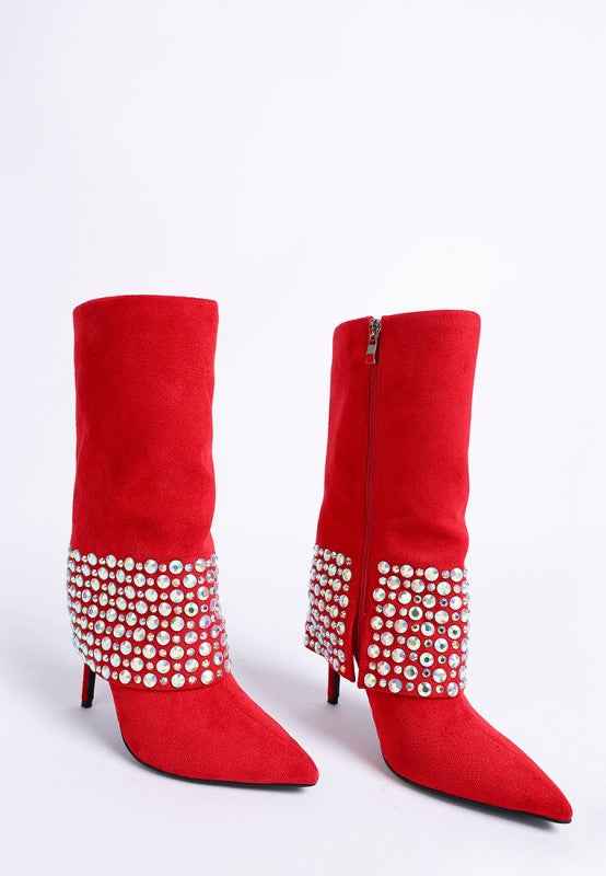 Basso Party Diamante Studded Stiletto Boots