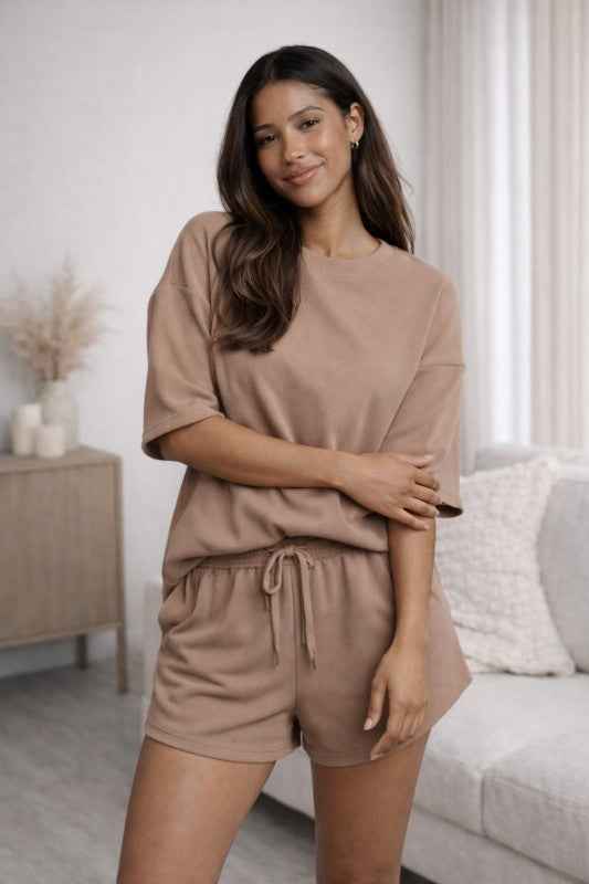 PREORDER PINK Aqualux Lounge Set – Top & Shorts -