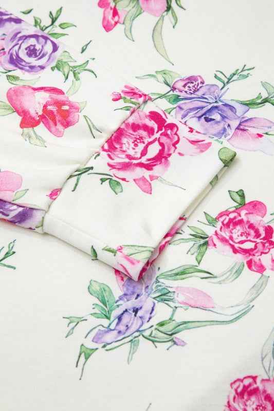 Floral Pullover and Drawstring Lounge Set