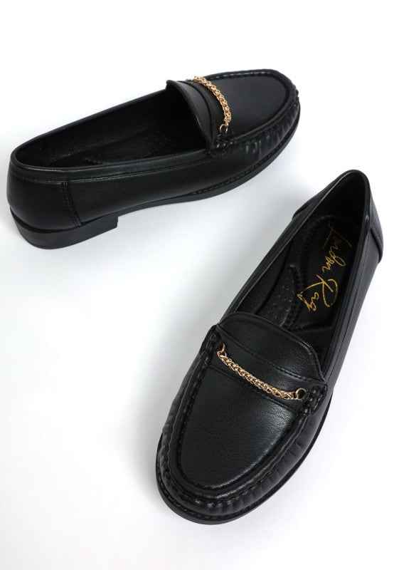 Nemunk Metallic Chain Detail Loafers