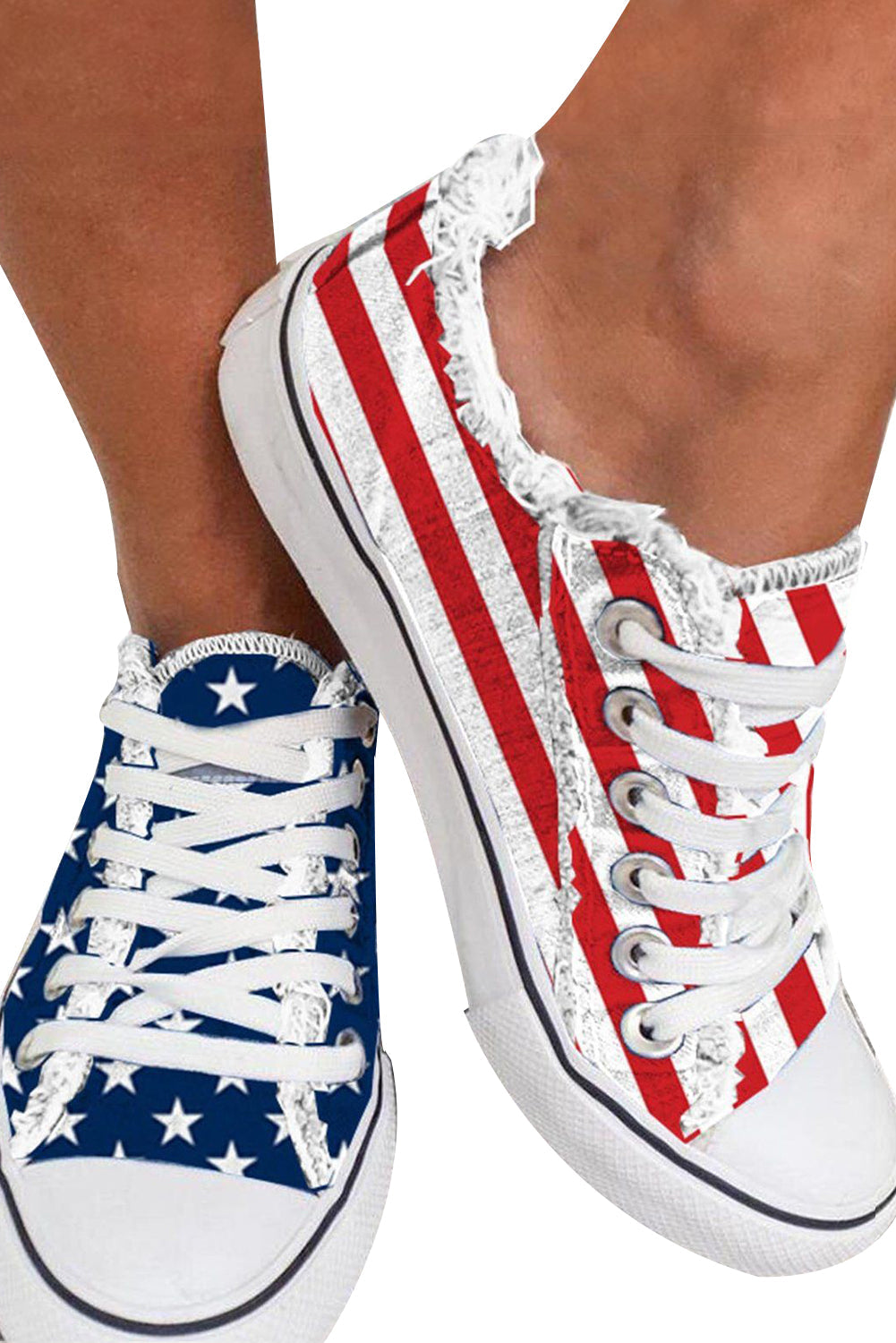 Blue American Flag Lace-up Canvas Flat Shoes Dear-Lover Dropshipping