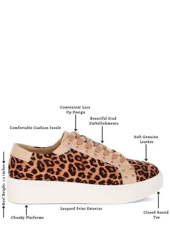 Flippin Studded Leopard Print Chunky Sneakers