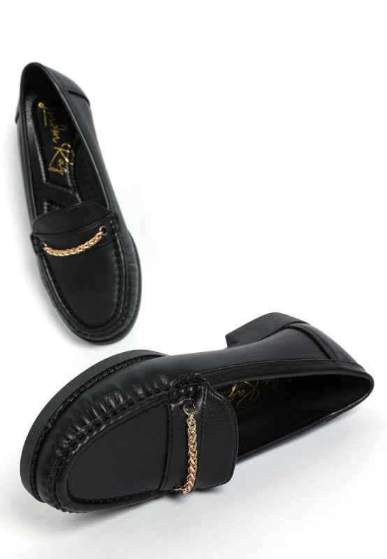 Nemunk Metallic Chain Detail Loafers