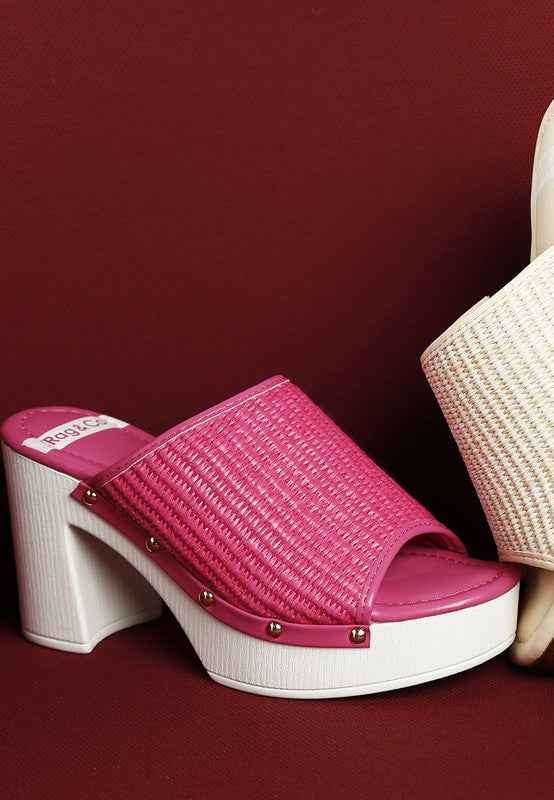Marengo Raffia Wooden Clogs