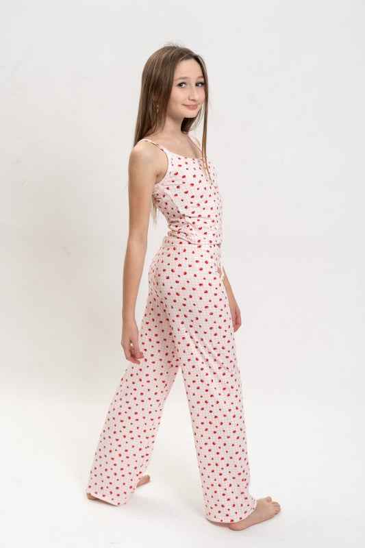 Girls Strawberry Print Cami Top and Pants Set