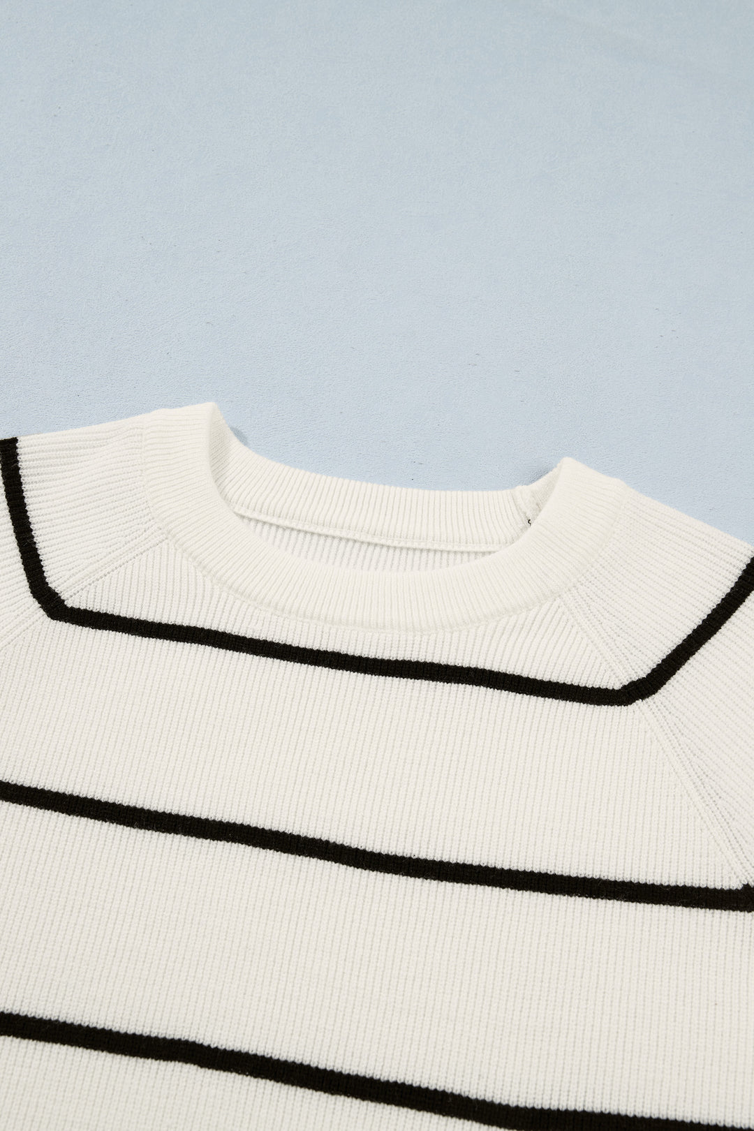 White Stripe Ribbed Knit Half Sleeve Loose Sweater Tee Dear-Lover Dropshipping