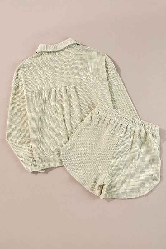 Dulce Parchment Textured Long Sleeve Lounge Set
