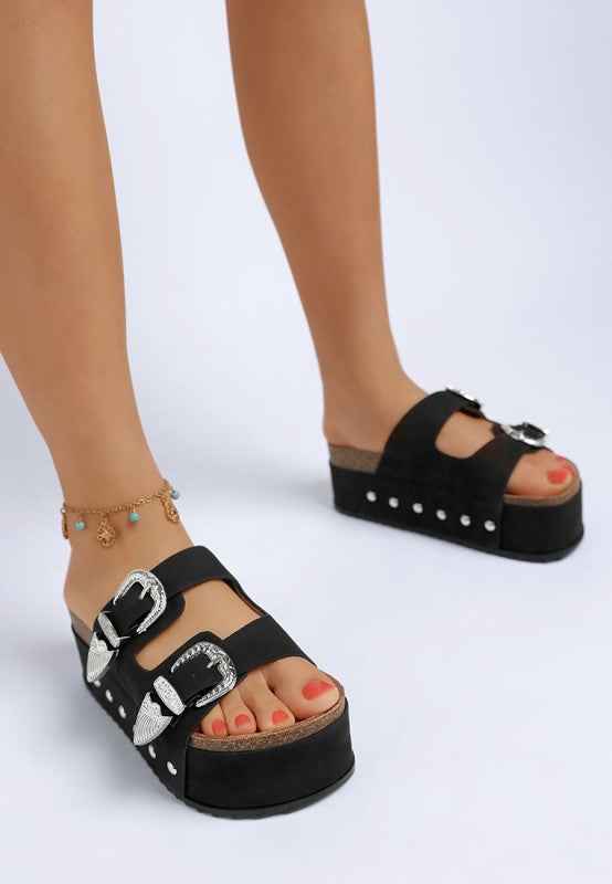Zaphod Faux Leather Flatform Slip Ons