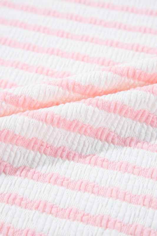 Stripe Knitted Top & Drawstring Shorts Set