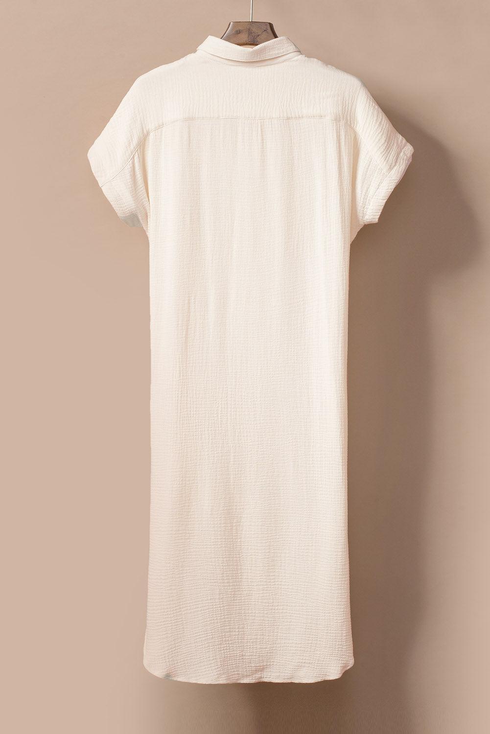Apricot Crinkled Buttons Maxi Beach Dress with Slits Dear-Lover Dropshipping