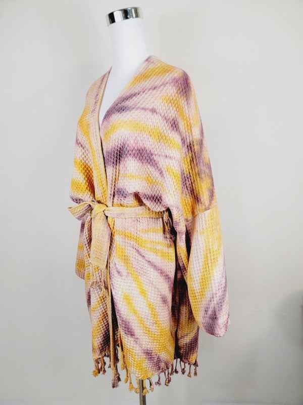 Unisex Cotton Waffle Robe, Honeycomb Weave Bath, B