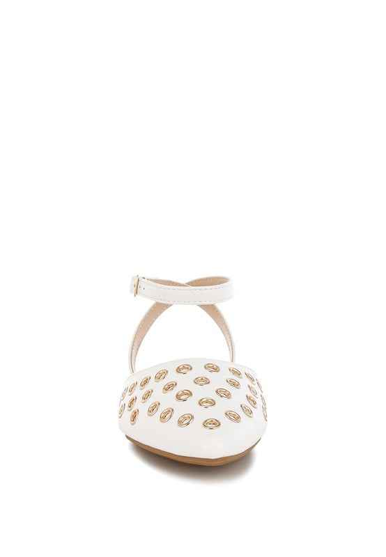 Chalcis Eyelet Detail Flat Sandals