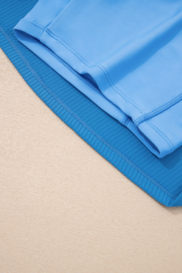 Dusk Blue Color Block Edge Ribbed Pocketed Lined Swim Dress Dear-Lover Dropshipping