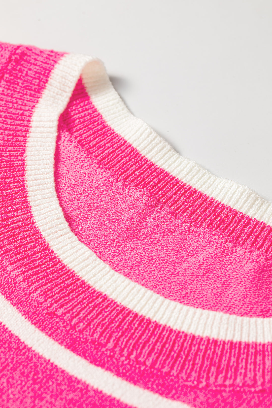 Rose Stripe Double Ruffle Short Sleeve Lightweight Knit Sweater Dear-Lover Dropshipping