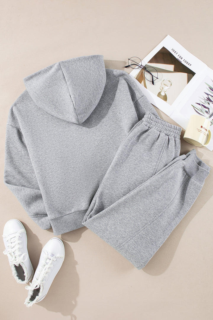 Gray Solid Exposed Seams Hoodie and Joggers Activewear Set Dear-Lover Dropshipping