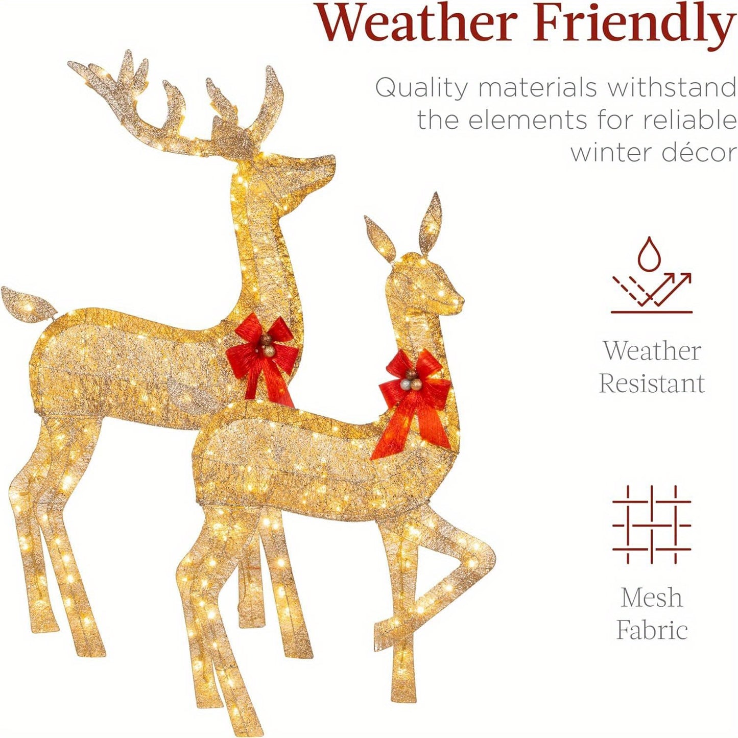 Golden Christmas Reindeer Set - 3-Piece Holiday Decoration
