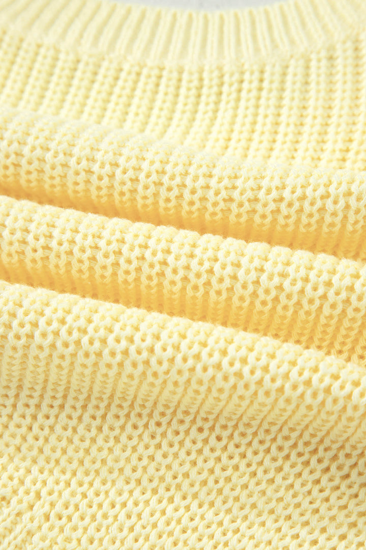 Yellow Cream Solid Color Cropped Knit Knot Back Cutout Sweater Tank Dear-Lover Dropshipping