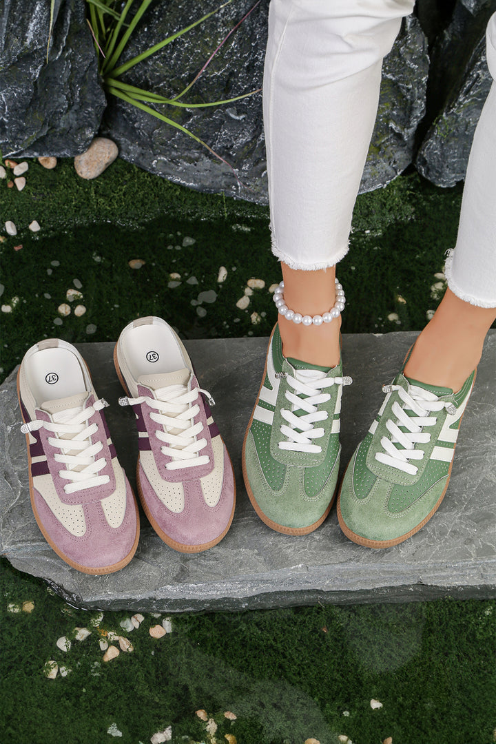 Pink Eyelet PU Leather Patchwork Color Pop Sneakers Dear-Lover Dropshipping