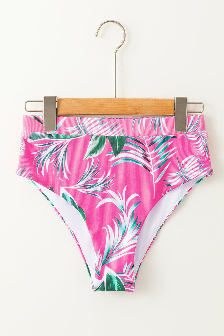Rose Tropical Print Textured Bikini Bottoms Dear-Lover Dropshipping