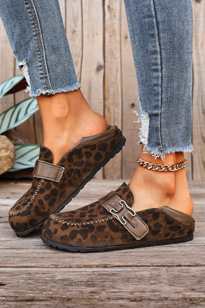 Khaki Faux Suede PU Leather Patchwork Retro Buckle Slip On Shoes Dear-Lover Dropshipping