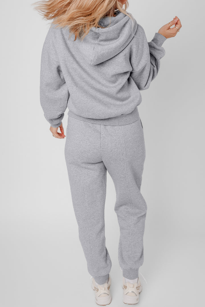 Gray Solid Exposed Seams Hoodie and Joggers Activewear Set Dear-Lover Dropshipping