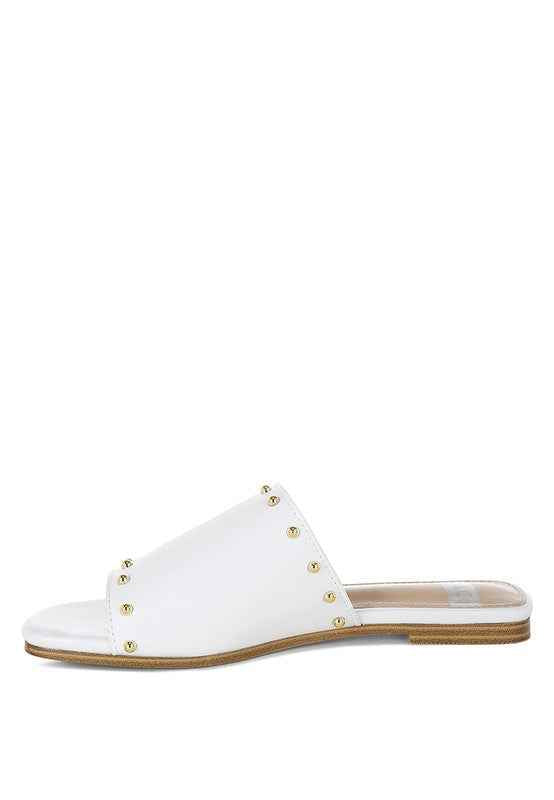 Renaldi Genuine Leather Studded Slip-On Flats