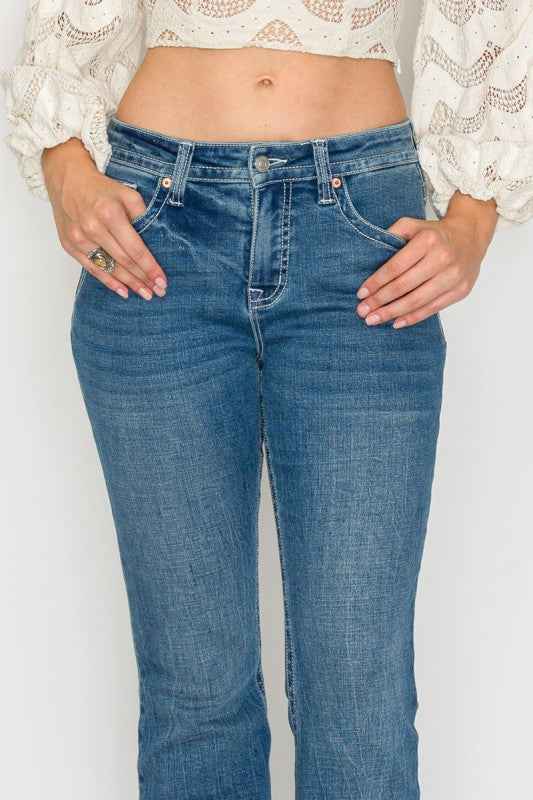 TUMMY CONTROL HIGH RISE SLIM FLARE JEANS  *Signatu