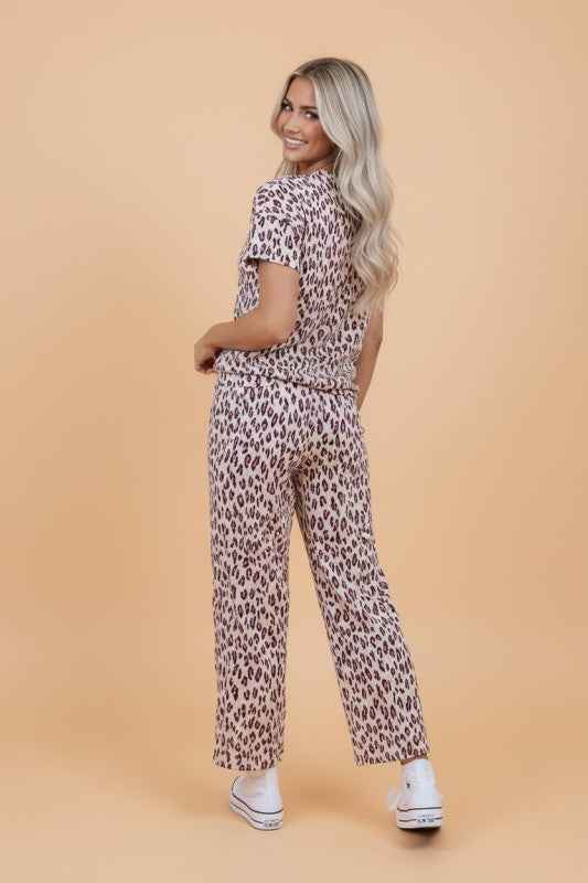 Leopard Short Sleeve Tee & Pants Set