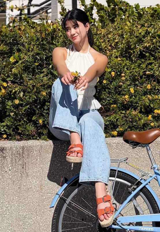 Kuopa Genuine Soft Leather Espadrille Flatform