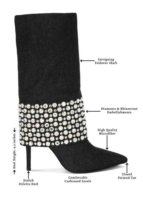 Basso Party Diamante Studded Stiletto Boots