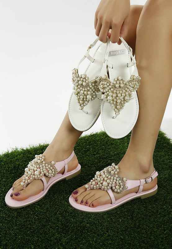 Nayasa Pin Buckle Pearls Flats