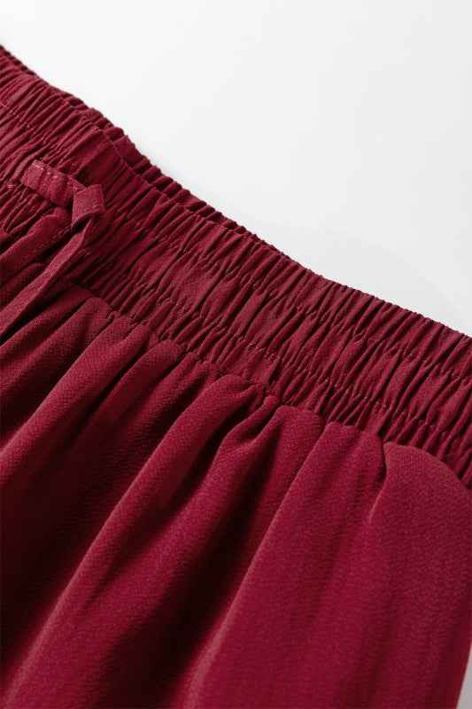 Solid Frilled Tiered Drawstring Waist Maxi Skirt