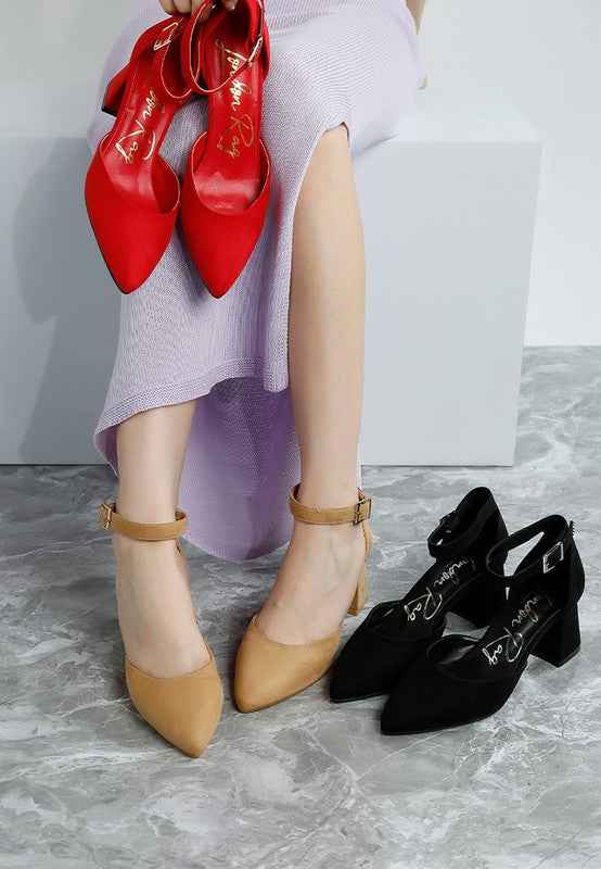 Rozita Microfiber Block Heel Sandals