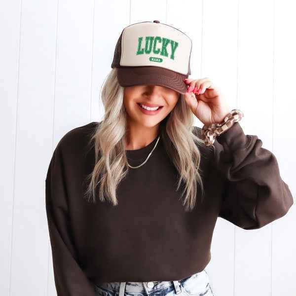 Lucky Mama Distressed Foam Trucker Hat