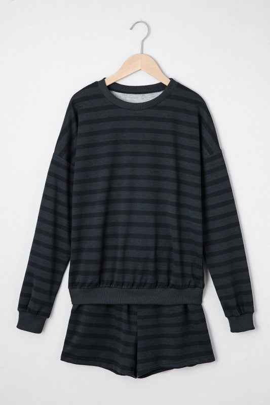 Stripe Long Sleeve Top & Shorts Set