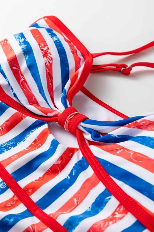 Americana Stripe Cutout Spaghetti Strap Swimsuit