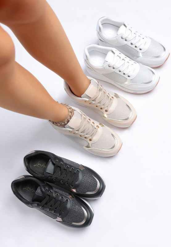 Vespera  Faux Leather & Mesh Sneakers