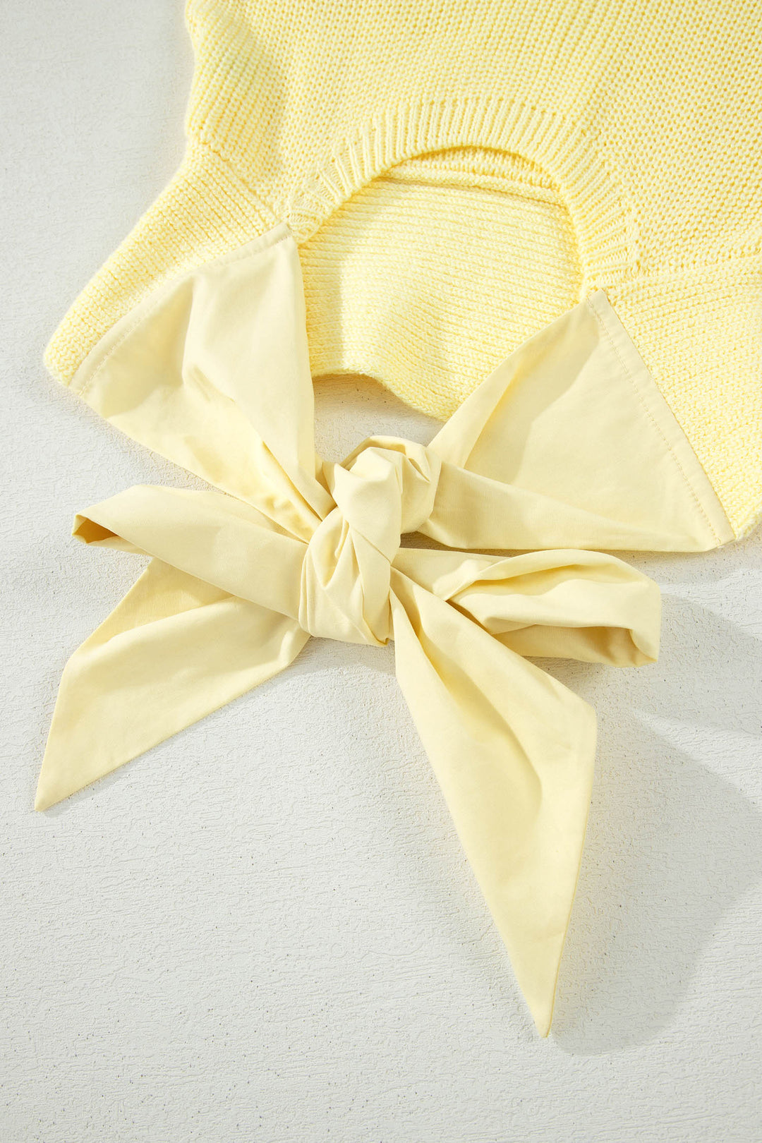 Yellow Cream Solid Color Cropped Knit Knot Back Cutout Sweater Tank Dear-Lover Dropshipping