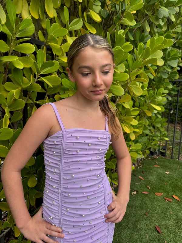 Girls Amelia Tank Dress With Pearls