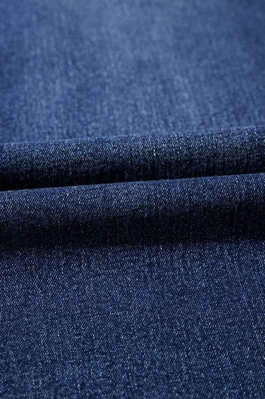 Denim Patch Pocket Wide Leg Jeans