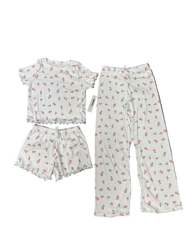 Girls Printed Lounge 3 Pc Short Sleeve Top Pants a